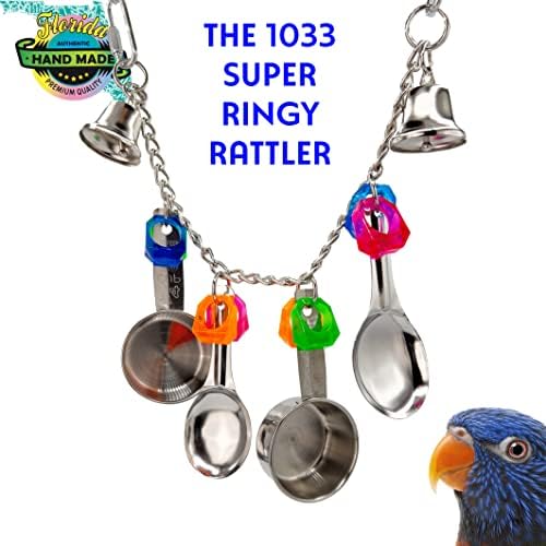 Mandarin Bird Toys 1033 Super Ringy Rattler от M & M - Шумна играчка за Камерата ръчно изработени от неръждаема Стомана, блестящи