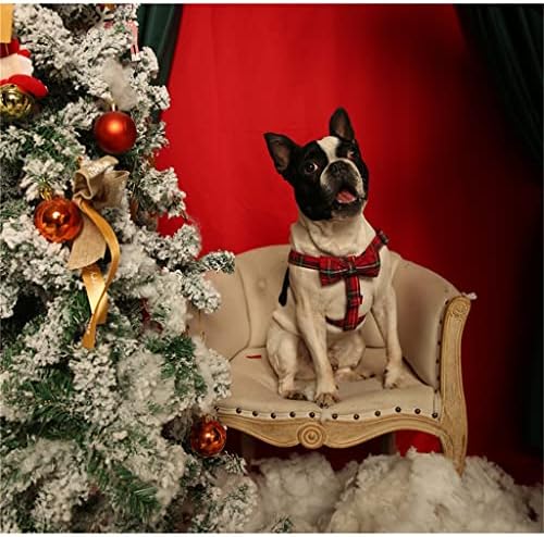 LMMDDP Памучен Коледна Шлейка в Червената Клетка за Кучета с Папийонка и Основен Каишка За Кучета С Регулируема Катарама, Стоки
