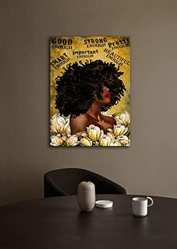 Черната Кралица на Цветята Платно Стенно изкуство Афроамериканский Плакат Черна Момиче Жена Кралица Платно Стенно Изкуство Абстрактни