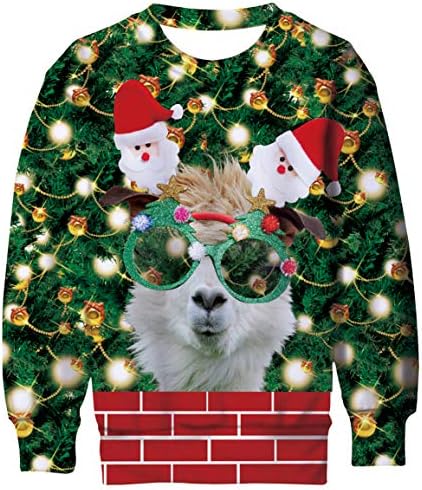 Lovekider Деца Грозен Коледен Пуловер, Риза Забавен 3D Коледен Пуловер Hoody Вътрешен Руно Размер 4-16