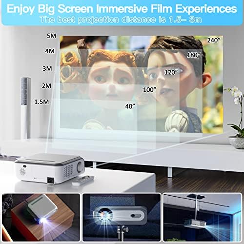 Умен Проектор, Проектор за домашно кино Android 11.0 с Wi-Fi и Bluetooth, TV-проектор с резолюция от 4K резолюция от 1080P, Уличен