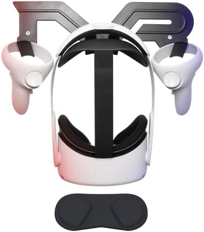 Стенни Поставка за съхранение на слушалки JULHOVR VR с плетене на една кука и капак за обектива на виртуална реалност за Quest 2,
